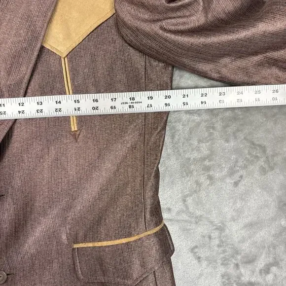 Vintage 70s Encino Western Blazer Suede Yoke Brown Sport Coat 38R NWT - Picture 5 of 8